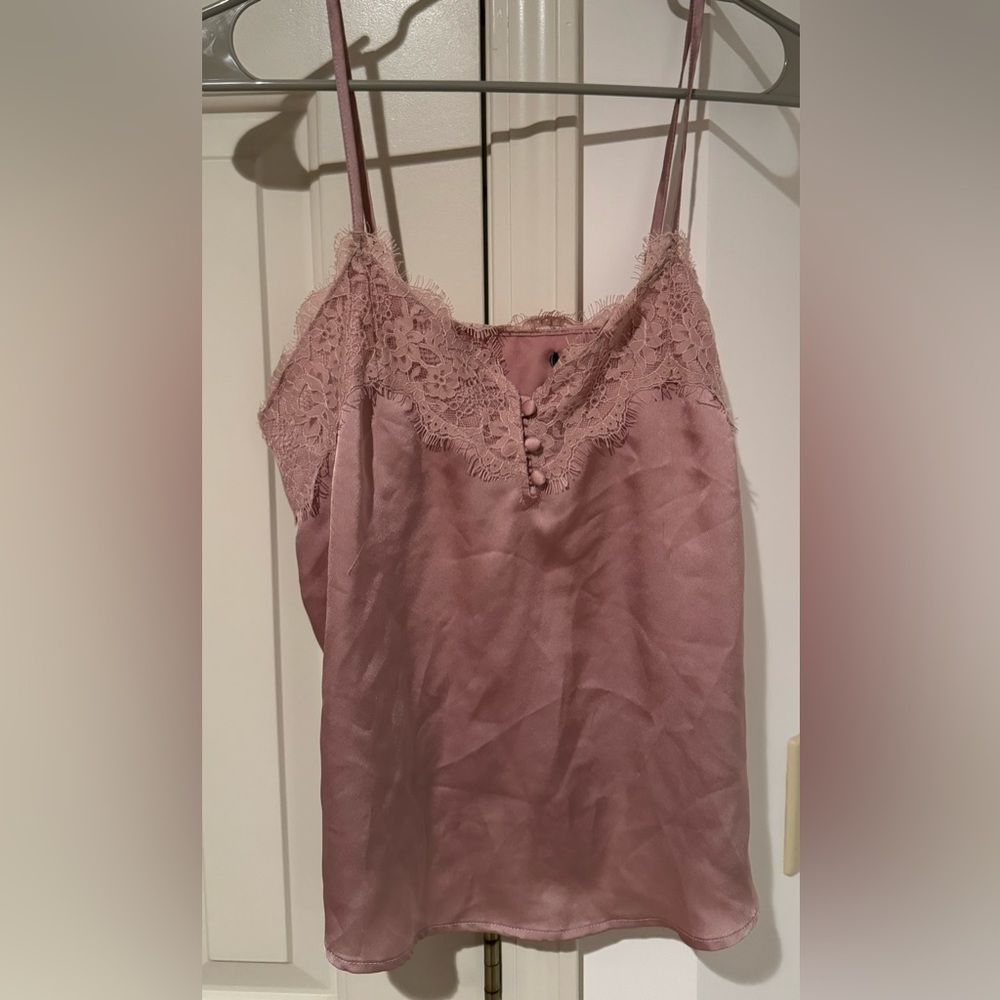 A&F Lace Silk Pink Mauve Sleeveless Top